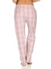 NORMANN Dame Flanell Schlafanzug Hose kariert Baumwolle - 50449 in rosa