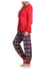 NORMANN Schlafanzug Bündchen Karohose - 75748 in rot