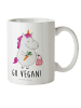 Mr. & Mrs. Panda Teetasse Einhorn Vegan mit Spruch in Weiß