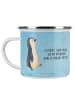 Mr. & Mrs. Panda Tasse Emaille Pinguin mHerzieren mit Spruch in Eisblau