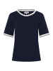 More & More feminines Kurzarmshirt, Kontrastkante in marine