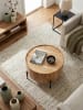 KADIMA DESIGN Couchtisch Massivholz 60x60x41 cm Rund mit Metallgestell,