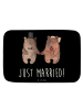 Mr. & Mrs. Panda Duschmatte Bär Heirat mit Spruch in Schwarz