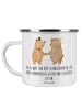 Mr. & Mrs. Panda Camping Emaille Tasse StandeMenschtliche Trauung V... in Weiß