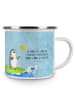 Mr. & Mrs. Panda Camping Emaille Tasse Pinguin Surfer mit Spruch in Eisblau