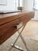 KADIMA DESIGN Schreibtisch | Sheesham/Chrom, 120x55x78cm, Schublade in Silber