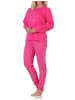 NORMANN Normann Damen Pyjama Schlafanzug langarm mit süßem Teddy - 88896 in pink