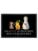 Mr. & Mrs. Panda Fußabtreter Pinguin Lagerfeuer mit Spruch in Schwarz