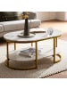 KADIMA DESIGN Couchtisch 100x60x45 cm mit Marmor Optik, Design Wohnzimmertisch in Weiß