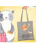 Mr. & Mrs. Panda Tote Bag Rotkehlchen Federn mit Spruch in Light Grey