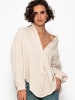 SASSYCLASSY Oversize Musselin Bluse in Beige