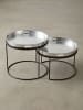 KADIMA DESIGN Couchtisch | 2er Set, Silber/Schwarz, Tablett, Rund in Silber
