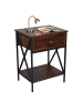 relaxdays Nachttisch "Industrial" in Dunkelbraun/ Schwarz – (B)40 x (H)55 x (T)30 cm