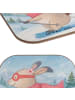 Mr. & Mrs. Panda Glasuntersetzer Hase Skifahren Design ohne Spruch in Weiß