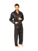 NORMANN Satin Pyjama lang durchgeknöpft Schattenstreifen - 10017 in anthrazit