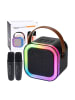 Wisam® Karaoke Set Lautsprecher 2 Mikrofone LED Schwarz