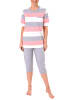 NORMANN Pyjama kurzarm Capri Hose Blockstreifen - 61853 in rosa