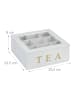 relaxdays Teebox in Weiß/ Gold - (B)23,5 x (H)9 x (T)23,5 cm