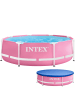 Intex Pink Metal Frame Pool 244x76cm mit Abdeckplane in rosa