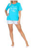 NORMANN Schlafanzug kurzarm Shorty Pyjama Pyjamahose Herz print - 85327 in hellblau