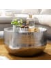 KADIMA DESIGN Couchtisch Aluminium Silber 60x60x35cm Wohnzimmertisch Hammerschlag in Silbern