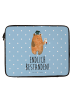 Mr. & Mrs. Panda Laptop Tasche Bär Prüfung mit Spruch in Blau Pastell