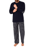 NORMANN Schlafanzug Pyjama lang Flanell Hose - 67433 in navy