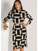 MADELEINE Elegantes Kleid mit Grafik-Print in schwarz / beige / melange