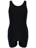 Aquarti Mädchen Badeanzug mit Bein Ringerrücken in schwarz/blau