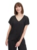 Vera Mont Satin-Bluse mit V-Ausschnitt in Schwarz