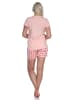 NORMANN Kurze Pyjama Shorty Schlafanzug SterneDess - 74612 in rosa