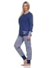 NORMANN Schlafanzug Bündchen Kuschel interlock - 81883 in marine
