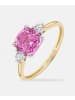 Diamant L'éternel Ring, mit synth. Saphir, 375 Gelbgold