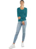 Janice 2 x Damen Langarmshirt Nimes in Petrol/Schwarz
