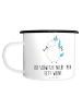 Mr. & Mrs. Panda XL Emaille Tasse Einhorn Fitness mit Spruch in Weiß