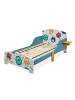 relaxdays Kinderbett "kleine Monster" in Blau/ Weiß - (B)94 x (H)60 x (T)143 cm