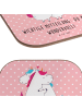 Mr. & Mrs. Panda Glasuntersetzer Einhorn Mitteilung mit Spruch in Rot Pastell