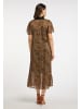 faina Midikleid Mit Leoprint in Braun