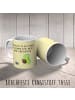 Mr. & Mrs. Panda Kaffeetasse Avocado Tanzen mit Spruch in Gelb Pastell