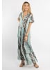 IZIA Damen Kleid Kurzarm Maxi in Blau Mehrfarbig