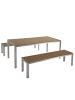 Beliani 3-tlg Gartentisch Set NARDO in Braun/Silber