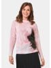GOLDNER Kurzgröße:  Pullover mit femininem Druck und Pailletten in rosé / schwarz / gemustert