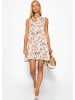 SASSYCLASSY Ärmelloses Musselin Kleid mit Volants und floralem Print in Beige Floral