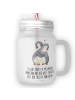 Mr. & Mrs. Panda Trinkglas Mason Jar Pinguine Kuscheln mit Spruch in Transparent