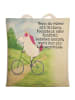 Mr. & Mrs. Panda Tote Bag Einhorn Radfahrer Design mit Spruch in Weiß