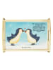 Mr. & Mrs. Panda Servierplatte Pinguin Liebe Design mit Spruch in Weiß