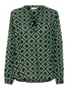 Kaffe Langarm-Bluse KAsary Regular fit in Black Deep/Green Geometric