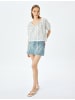 KOTON BLUSE SS in Blau Gemustert