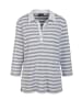 GOLDNER Hochwertiges Langarmshirt mit Polokragen in graumeliert / weiß / geringelt
