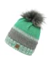 Faera Warme Strickmütze mit Bommel Thermo-Beanie in Grün
